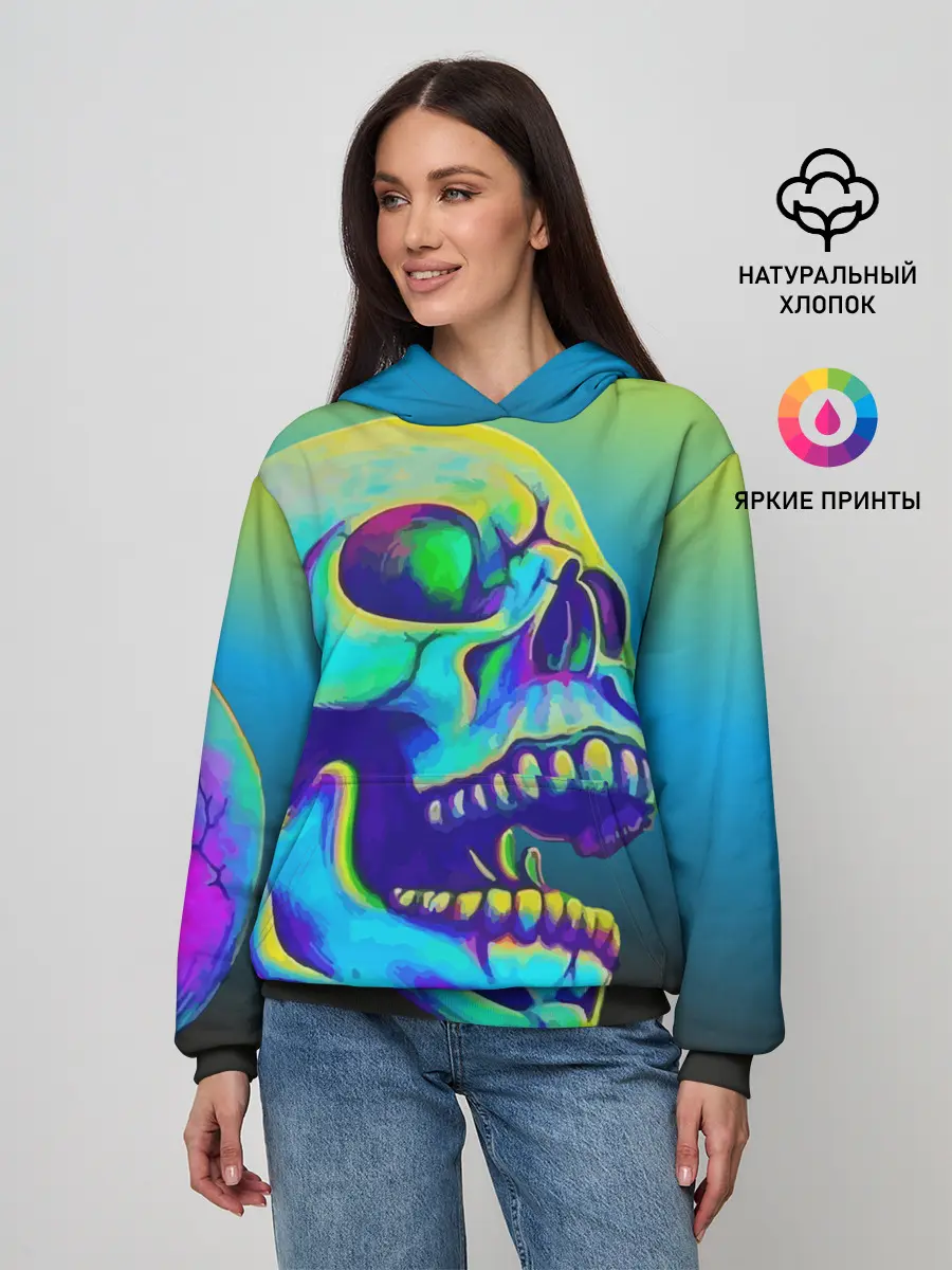 Женское худи / Neon skull