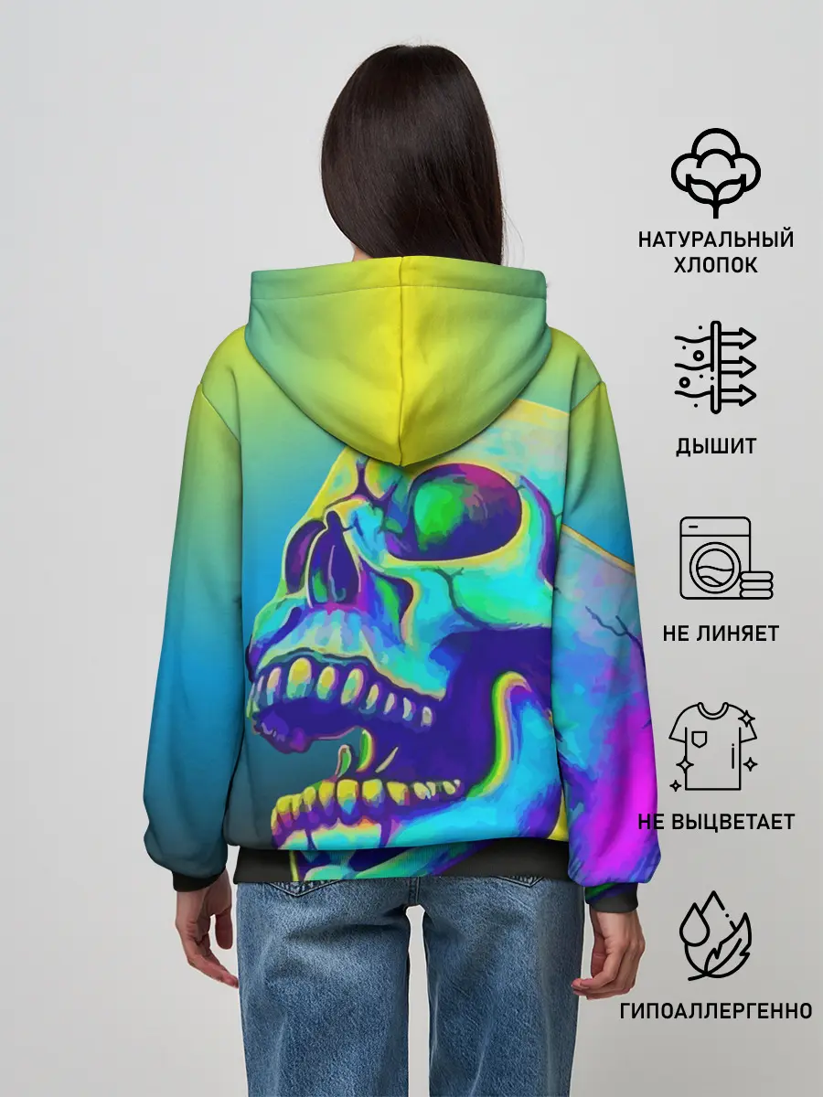 Женское худи / Neon skull
