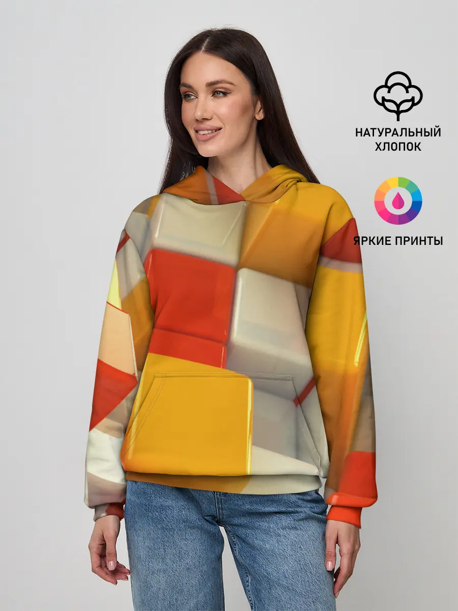 Женское худи / КУБЫ 3D