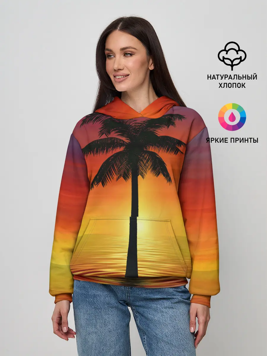 Женское худи / ТРОПИЧЕСКИЕ ПАЛЬМЫ.