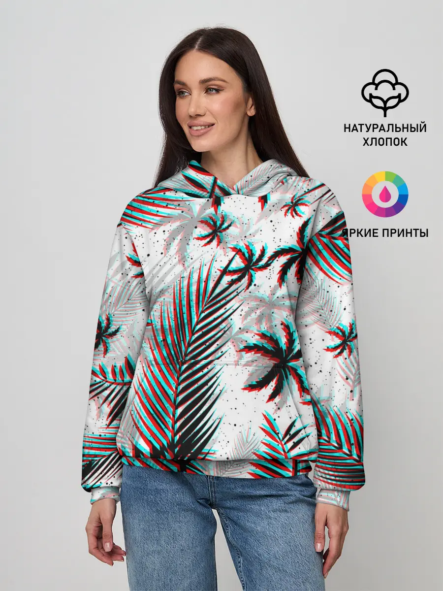Женское худи / ПАЛЬМЫ | TROPICAL GLITCH