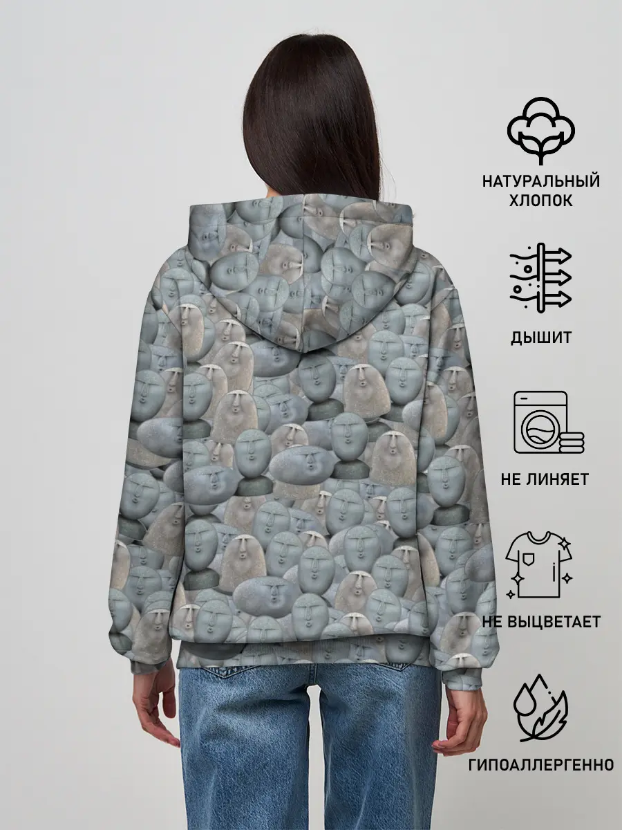 Женское худи / Каменные лица 3D МЕМ 2020