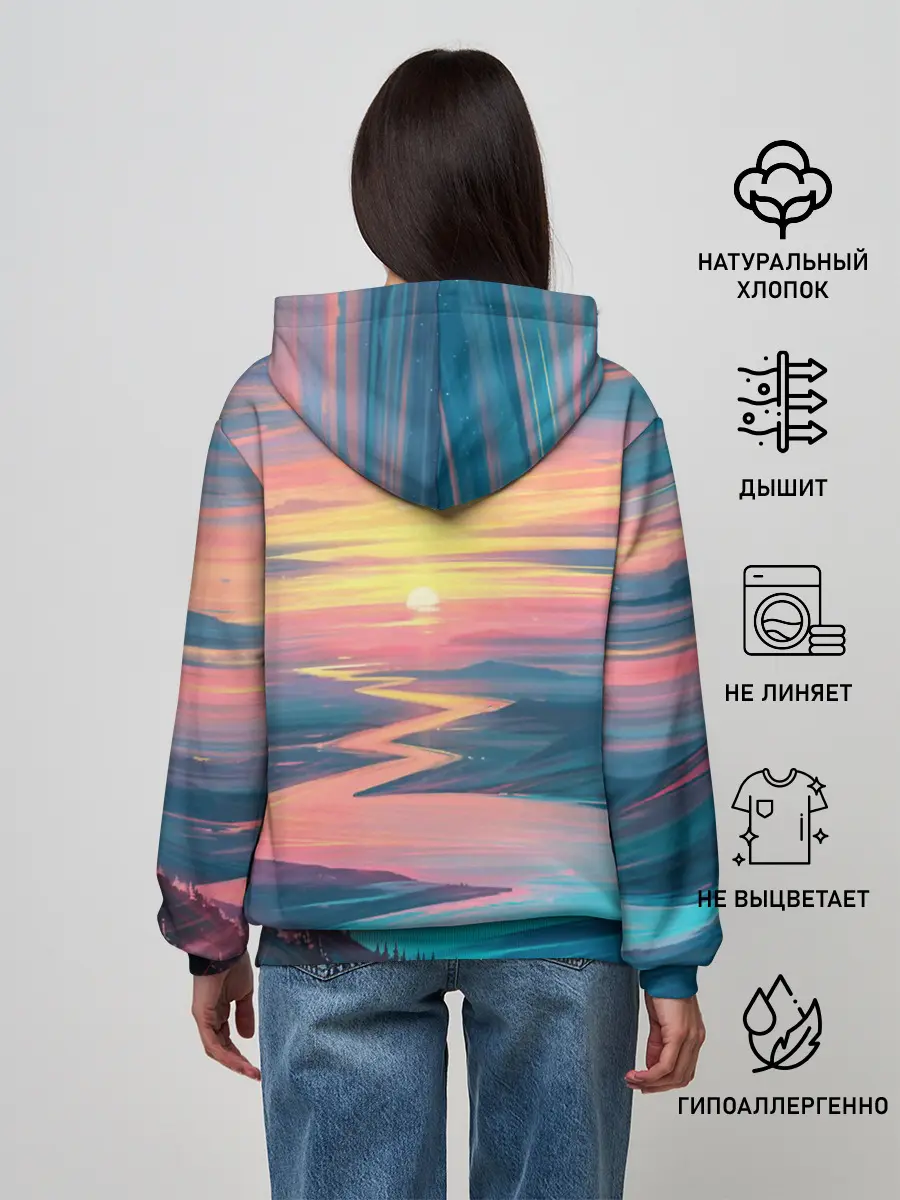 Женское худи / Извилистая река закат природа