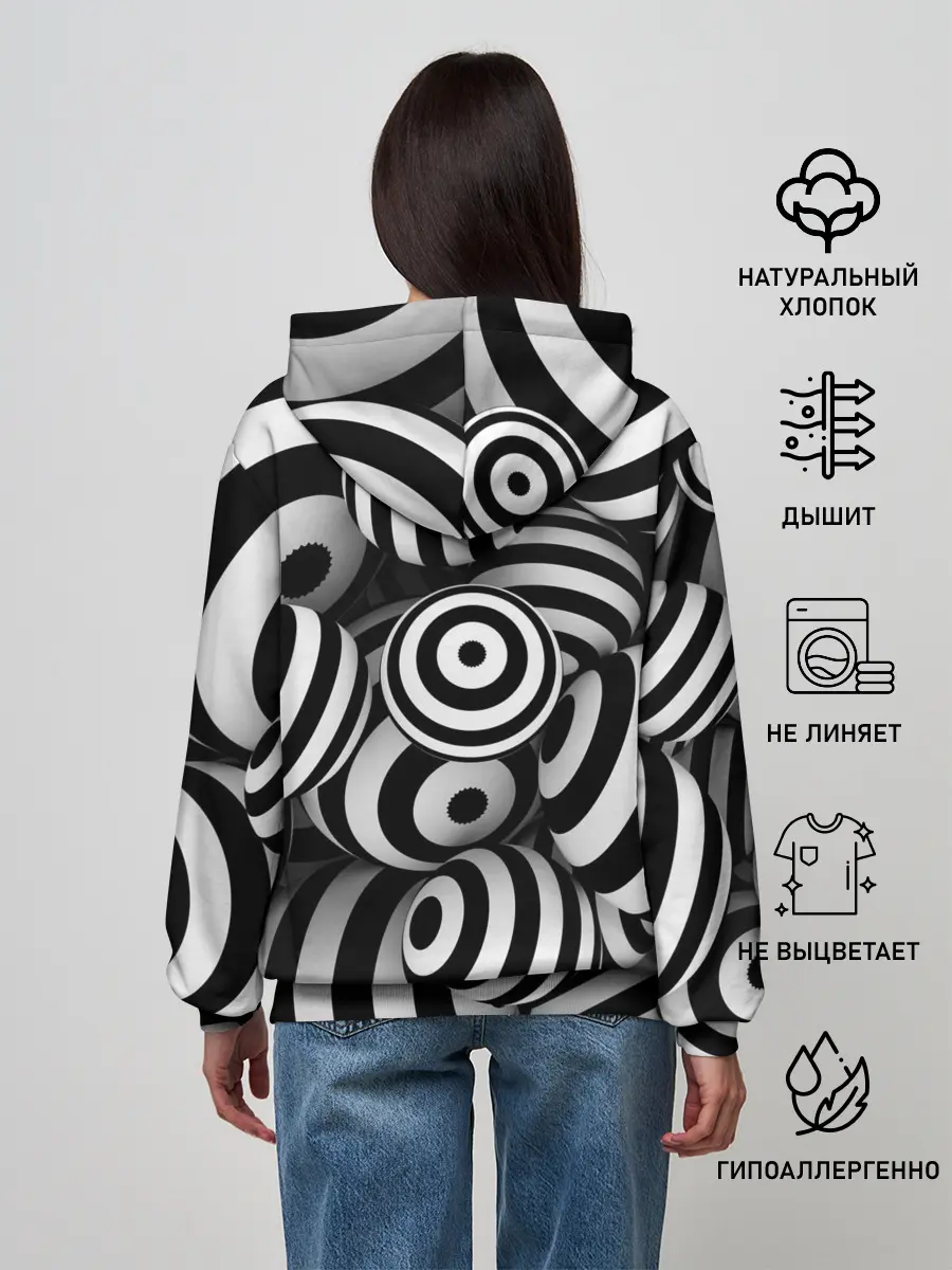 Женское худи / Полосатые 3D круги