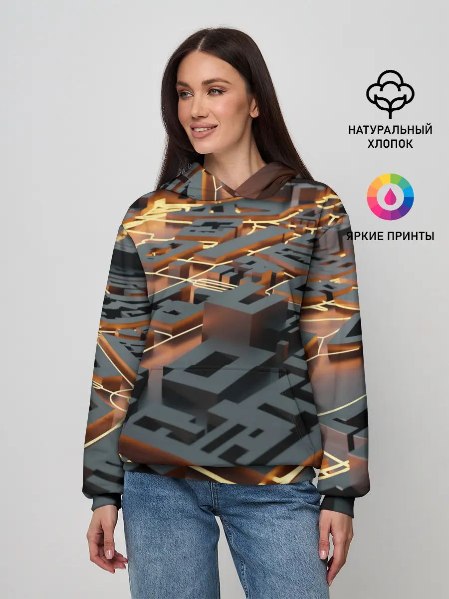 Женское худи / 3D абстрактная схема
