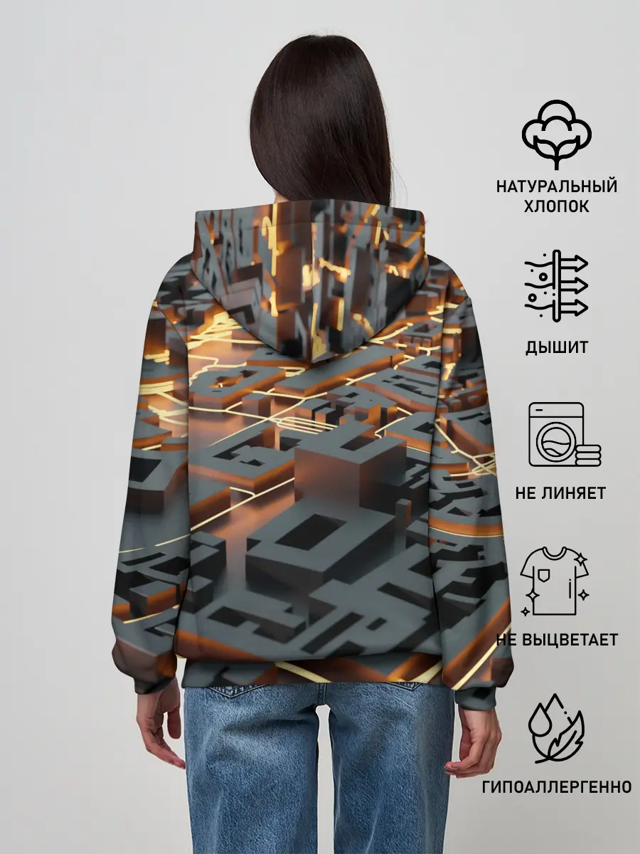 Женское худи / 3D абстрактная схема