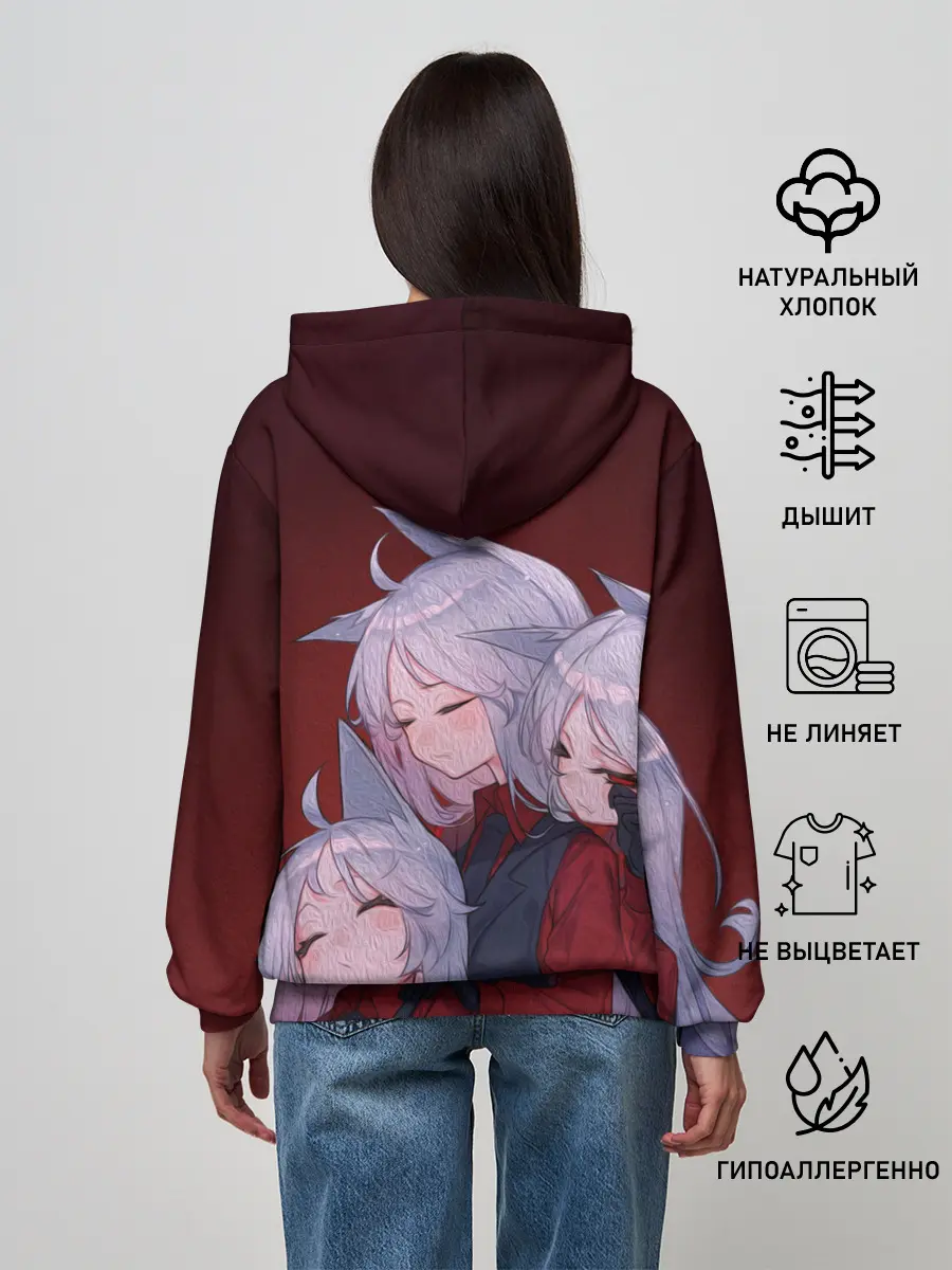 Женское худи / Cerberus обнимаются втроем Helltaker