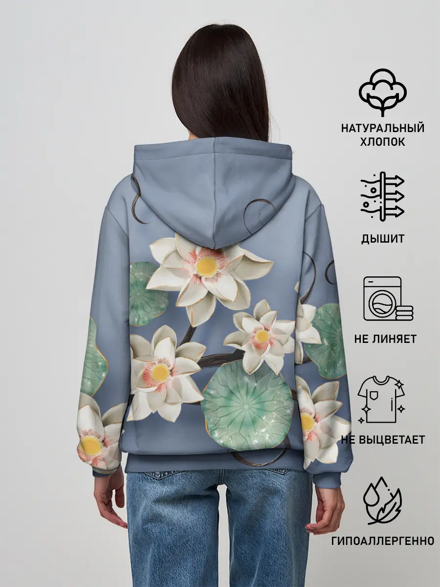 Женское худи / 3D стеклянные цветы