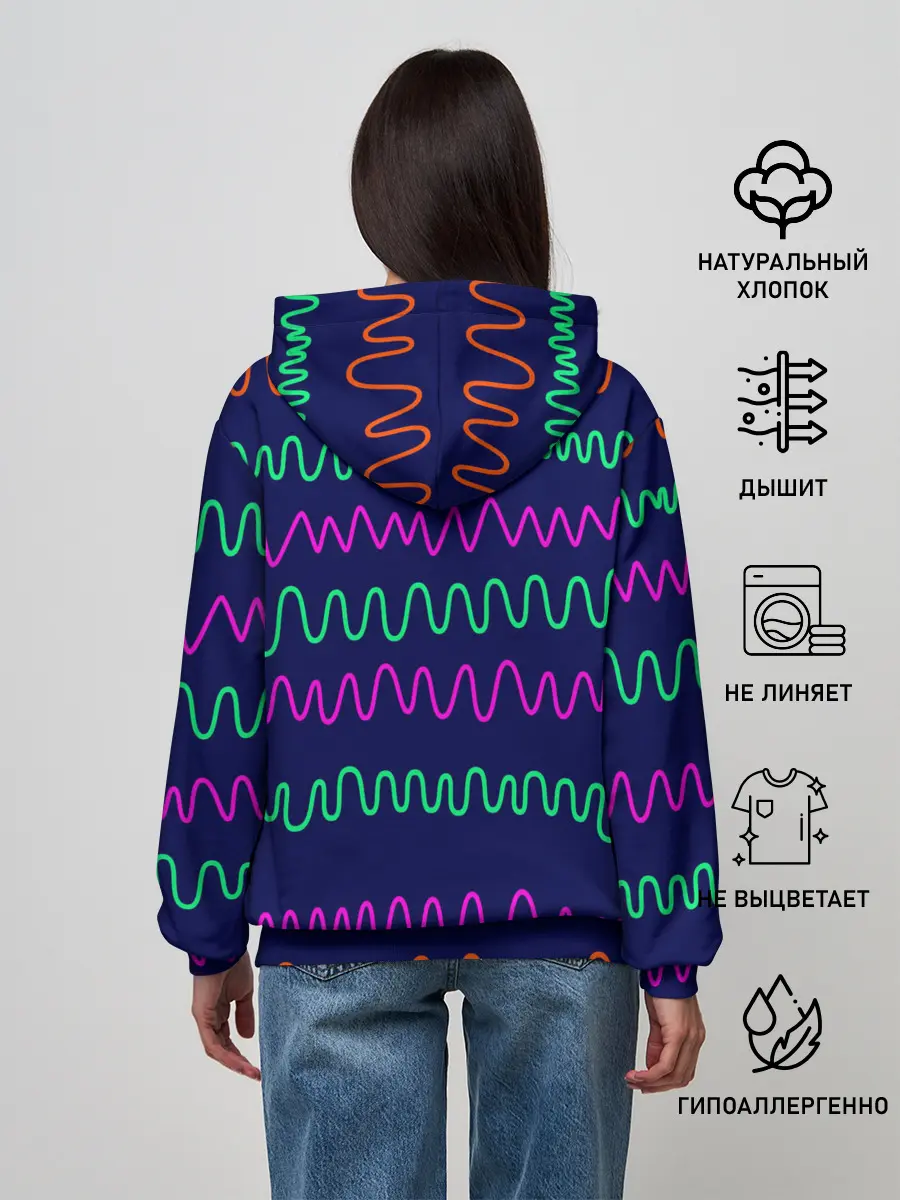 Женское худи / Линии разными ручками на синем