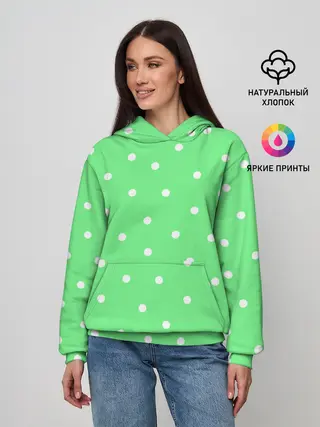 Женское худи / Горошек на зеленом
