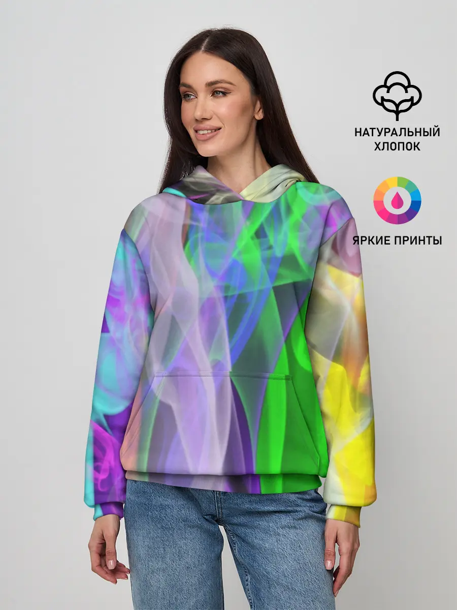 Женское худи / ДЫМ ЦВЕТНОЙ / ОГОНЬ