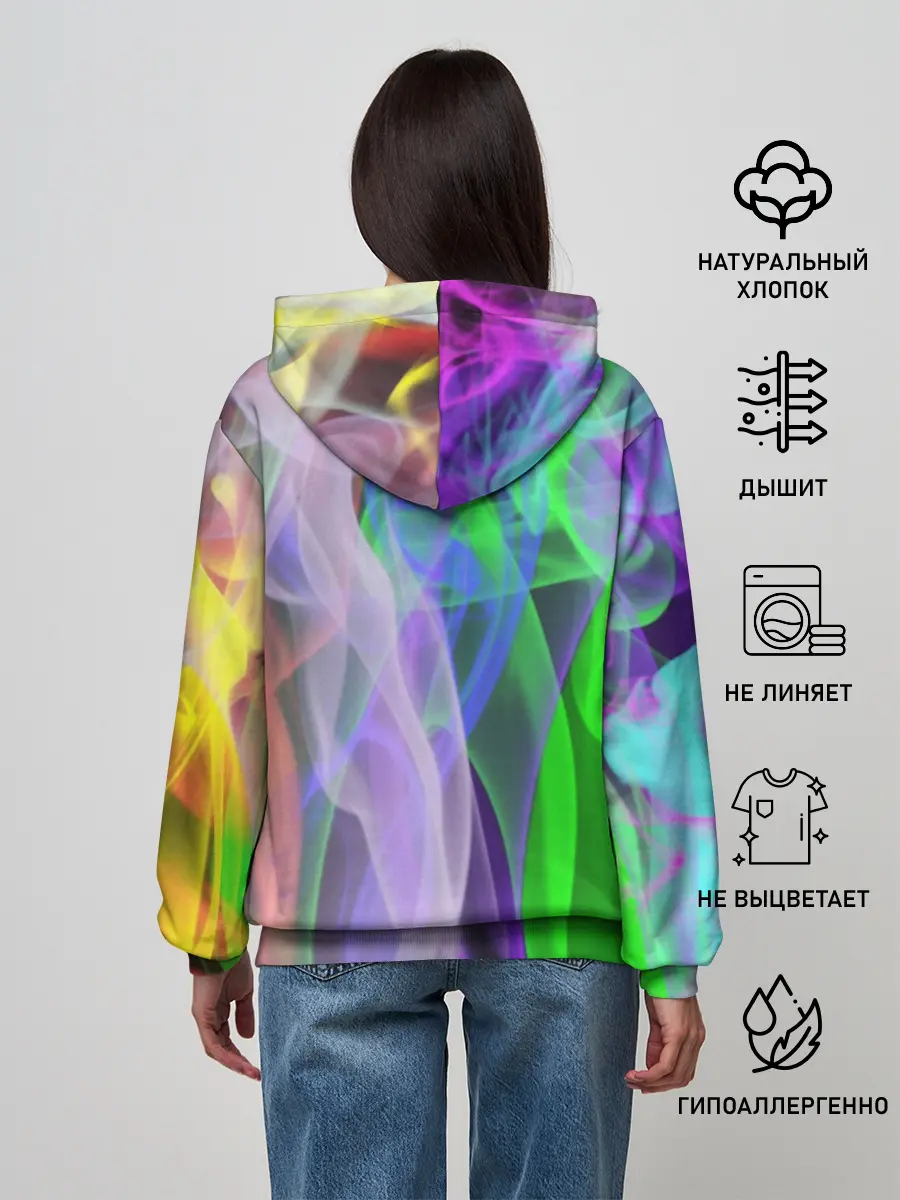 Женское худи / ДЫМ ЦВЕТНОЙ / ОГОНЬ