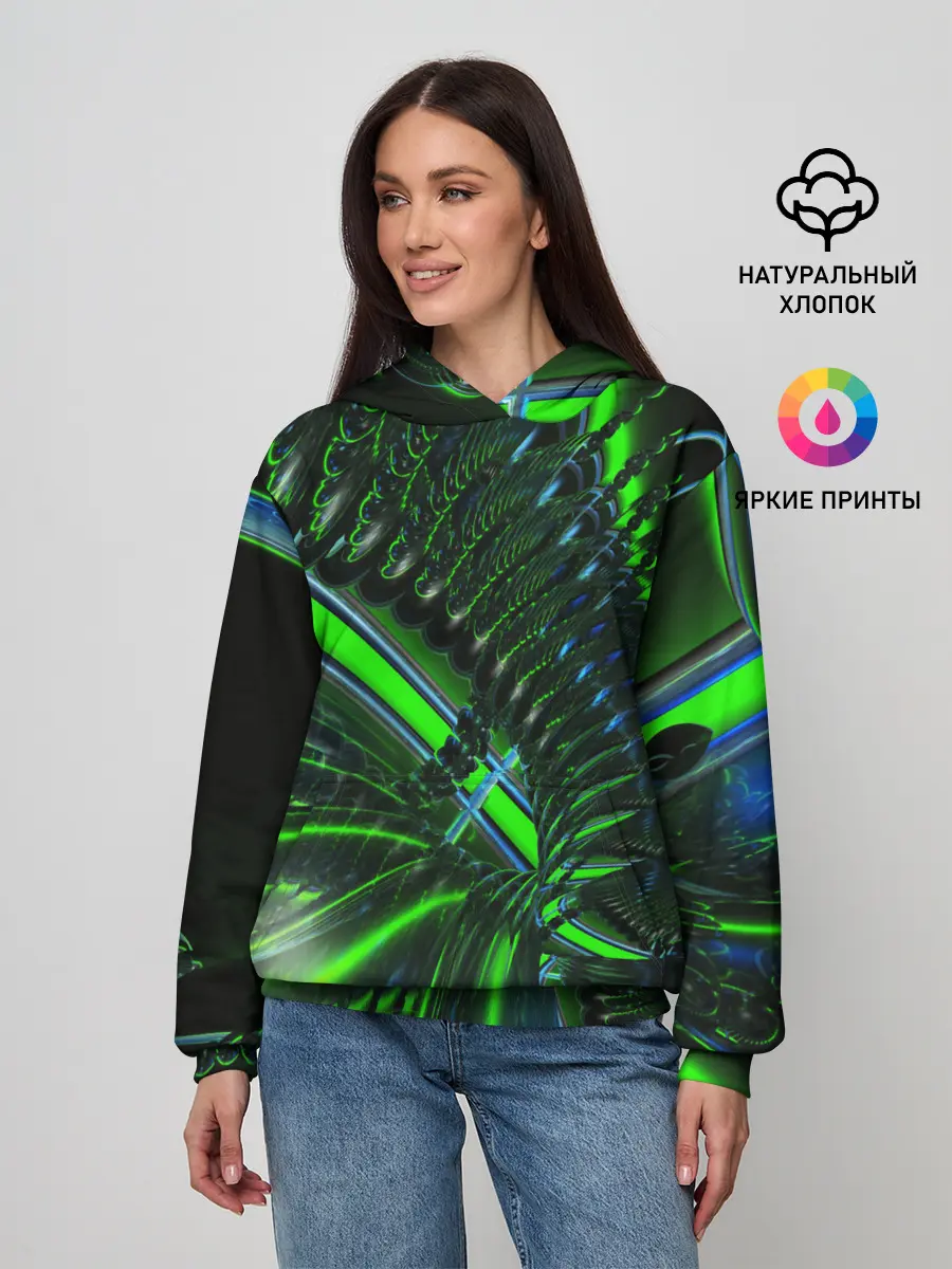 Женское худи / DIGITAL NEON GREEN