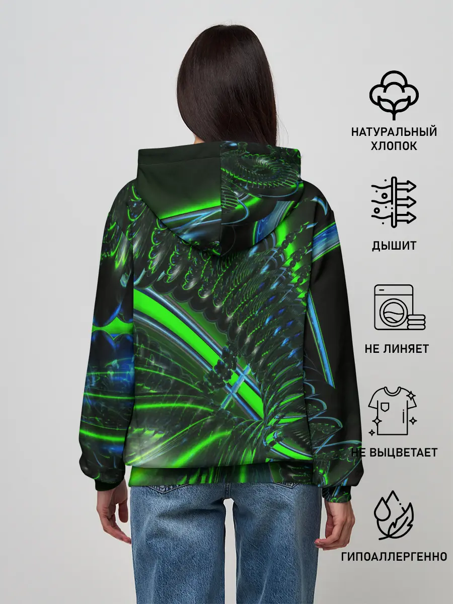Женское худи / DIGITAL NEON GREEN