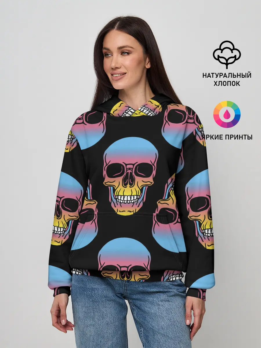 Женское худи / Neon skull