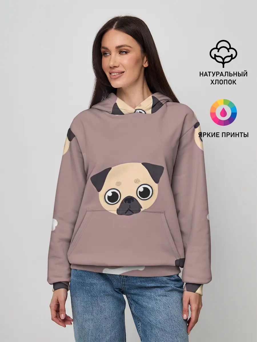 Женское худи / Мопсины мордашки