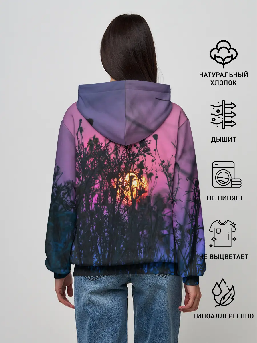 Женское худи / Трава растения закатный свет