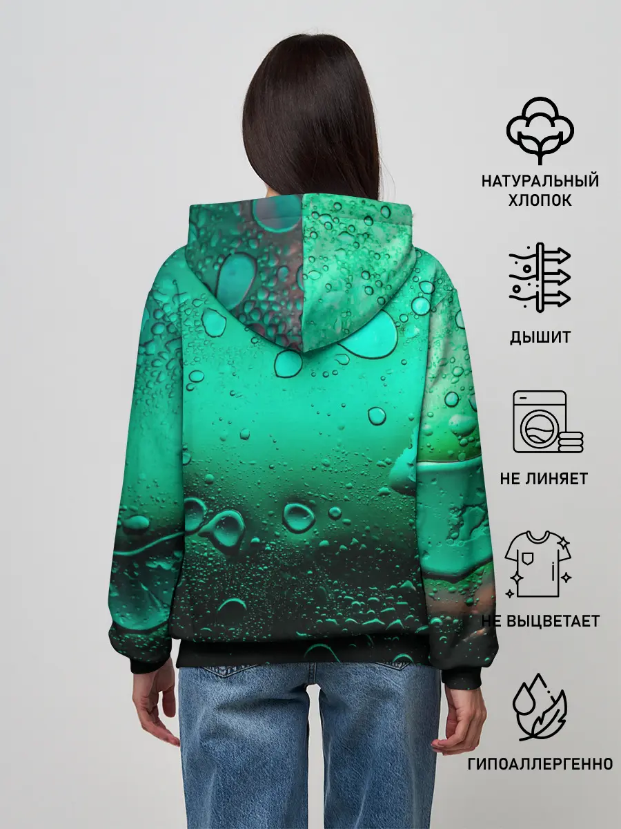 Женское худи / Зеленые капли клетки