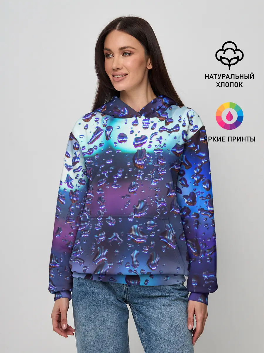 Женское худи / Капли на стекле макро