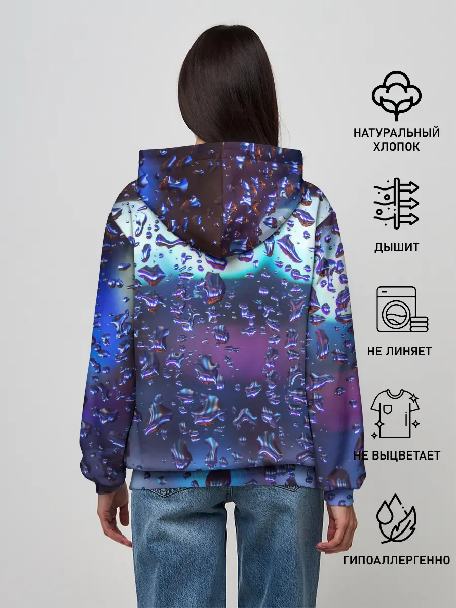 Женское худи / Капли на стекле макро