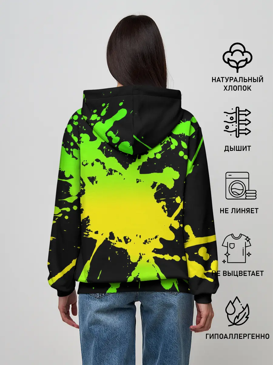 Женское худи / KILLA зеленые брызги