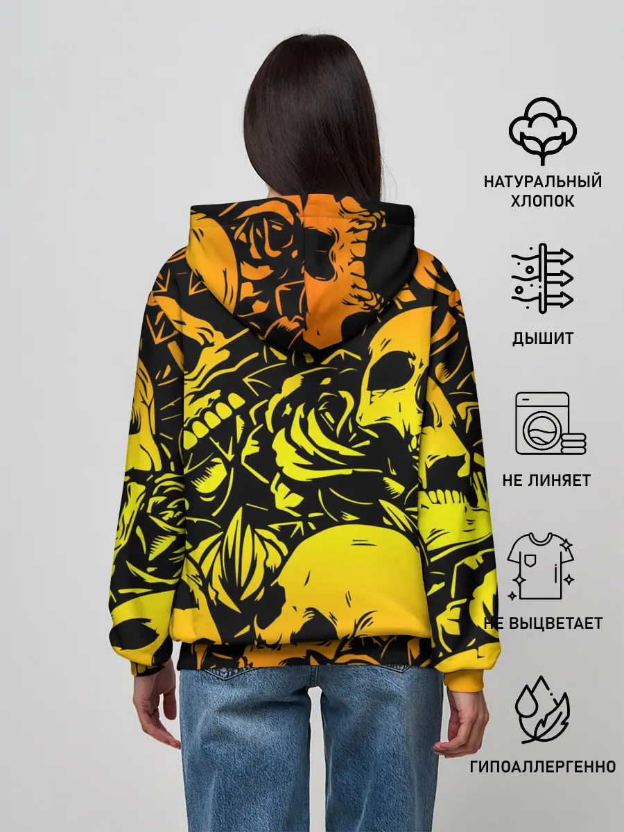 Женское худи / KILLA оранжевые черепа