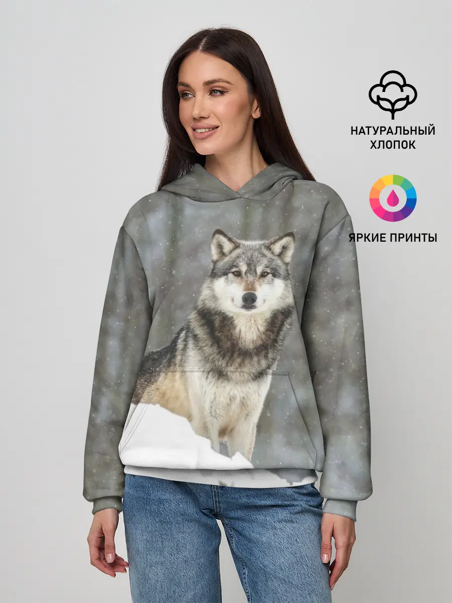 Женское худи / Волк и снег