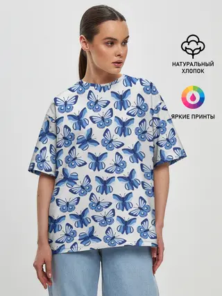 Женская футболка оверсайз / Бабочки / Butterflies