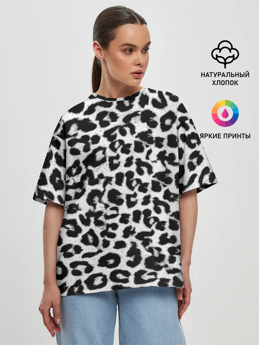 Женская футболка оверсайз / Снежный Барс