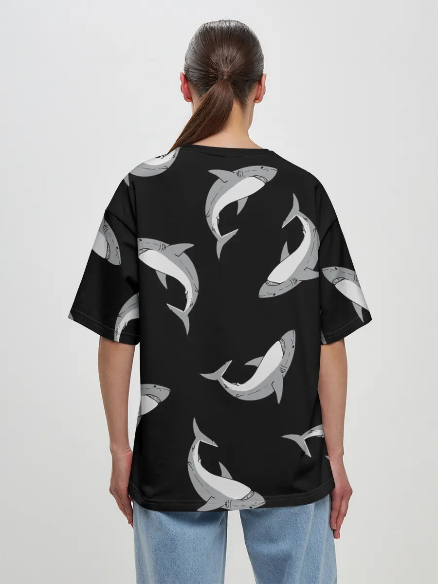 Женская футболка оверсайз / Акулы