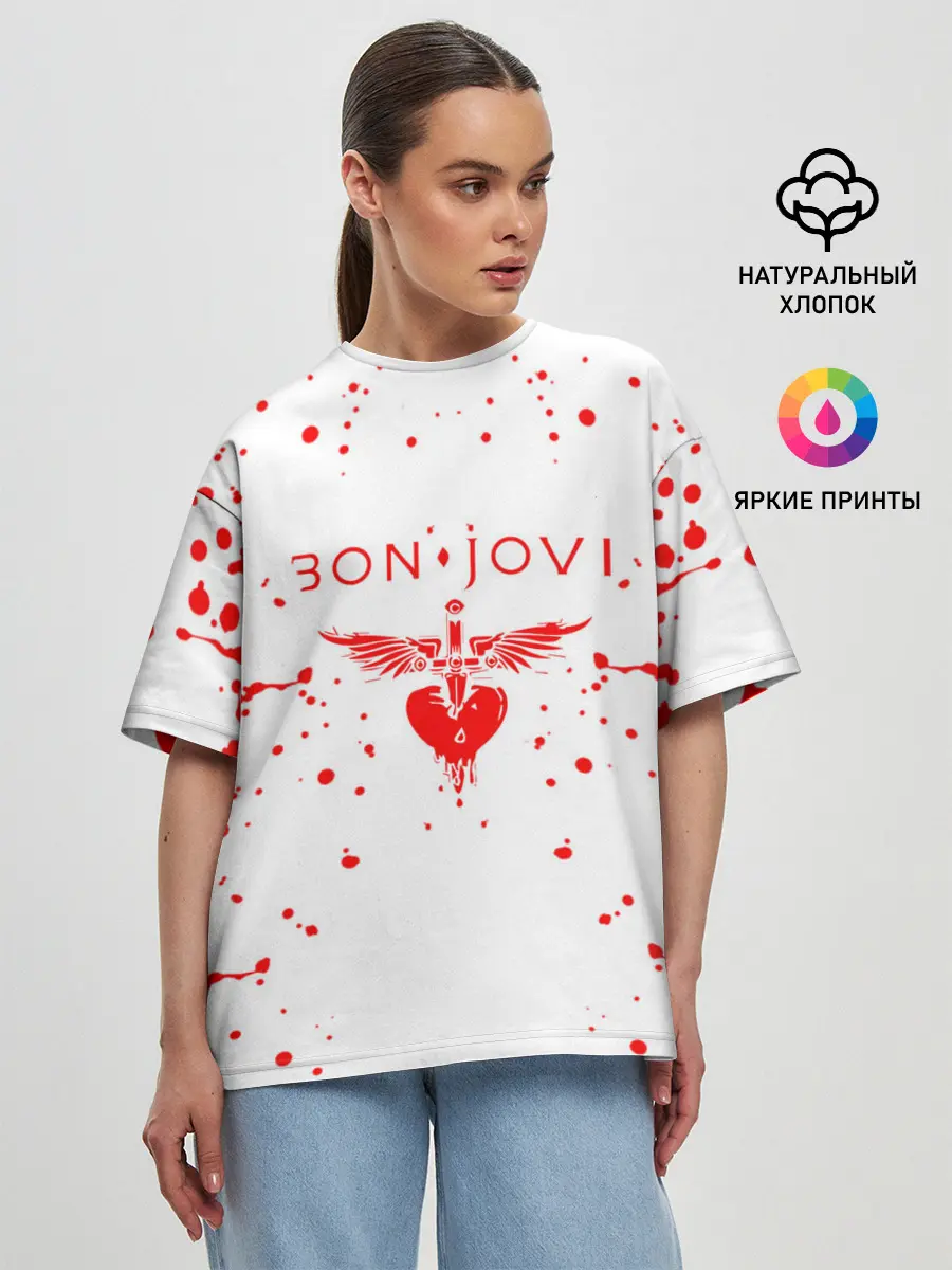 Женская футболка оверсайз / bon jovi