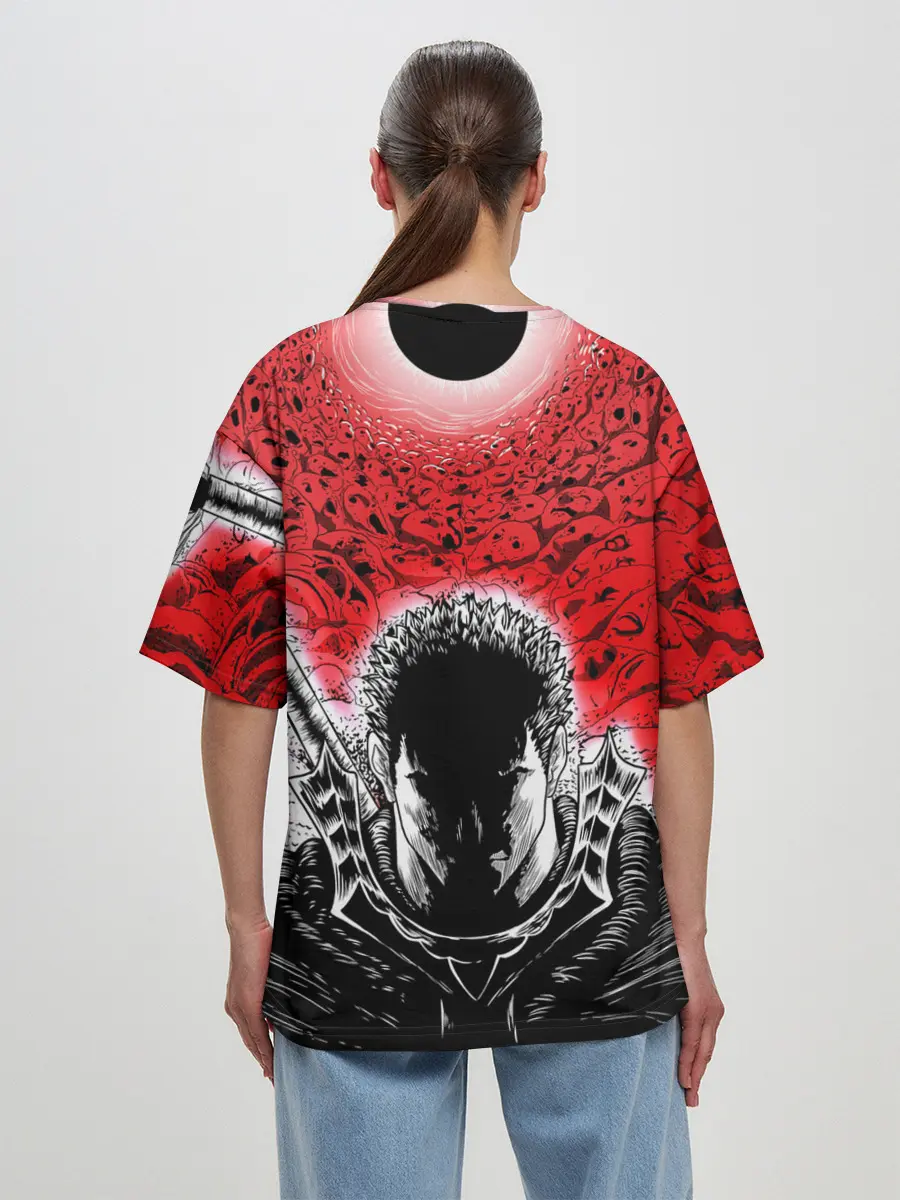 Женская футболка оверсайз / Берсерк черное солнце