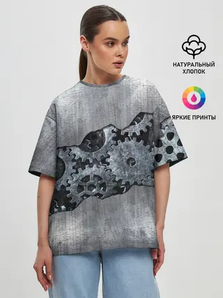 Женская футболка оверсайз / Шестеренки