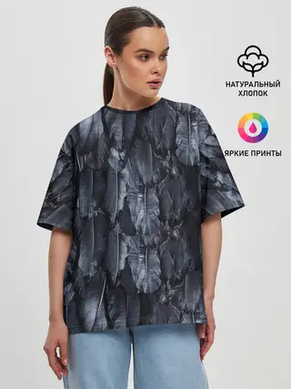Женская футболка оверсайз / Черный Ворон
