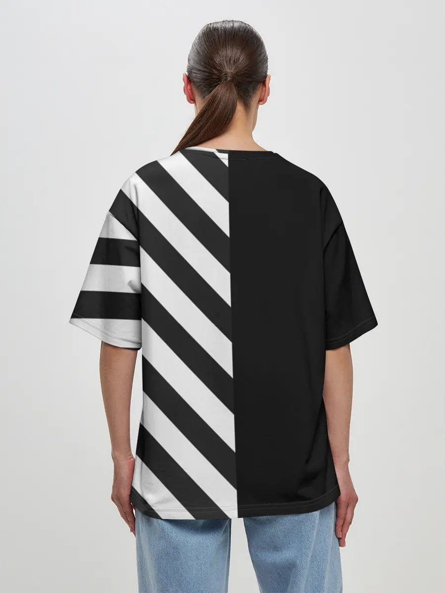 Женская футболка оверсайз / Черно-Белые Полосы