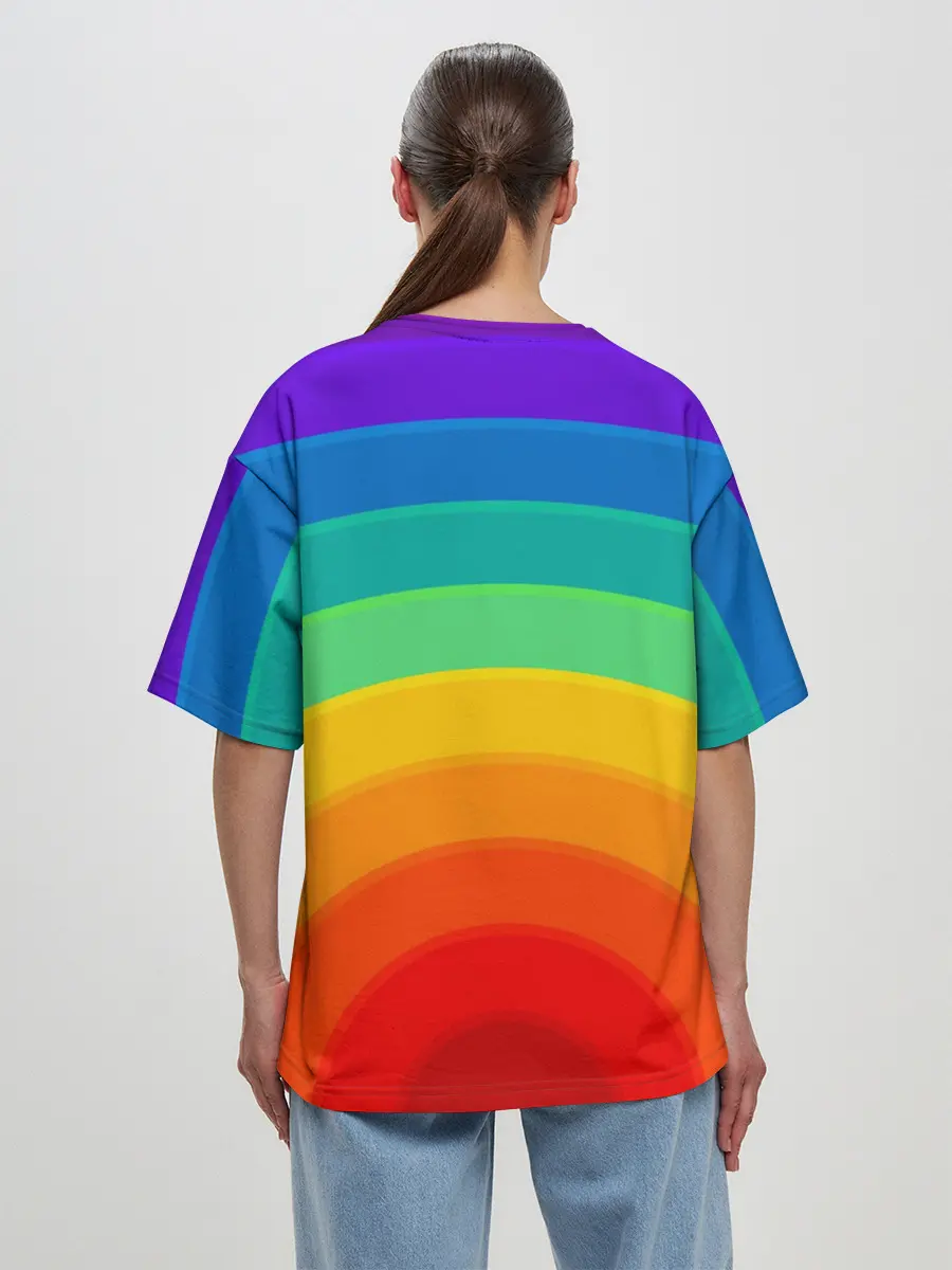 Женская футболка оверсайз / Круговая радуга