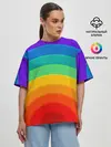 Женская футболка оверсайз / Круговая радуга
