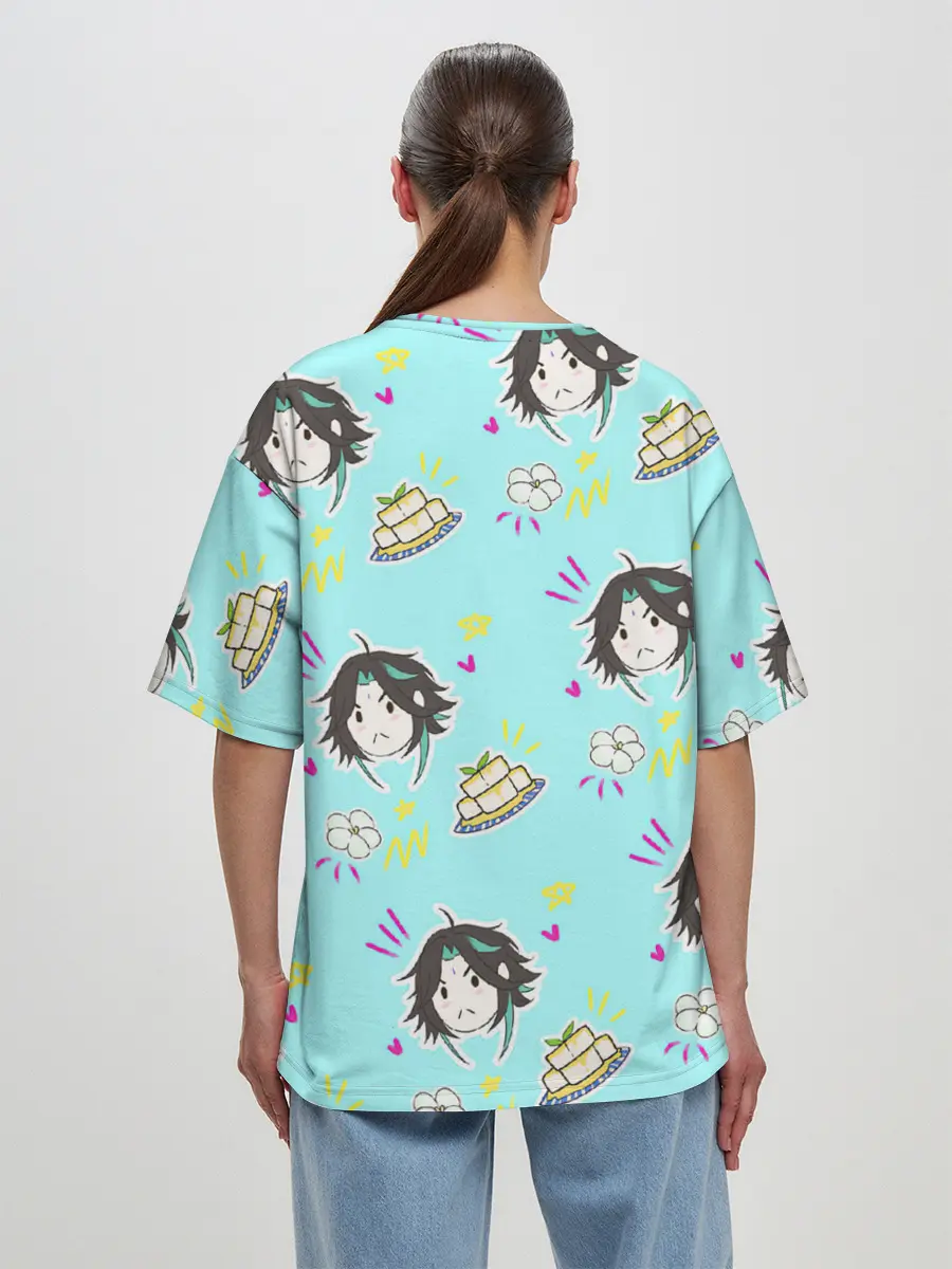 Женская футболка оверсайз / Сяо и тофу