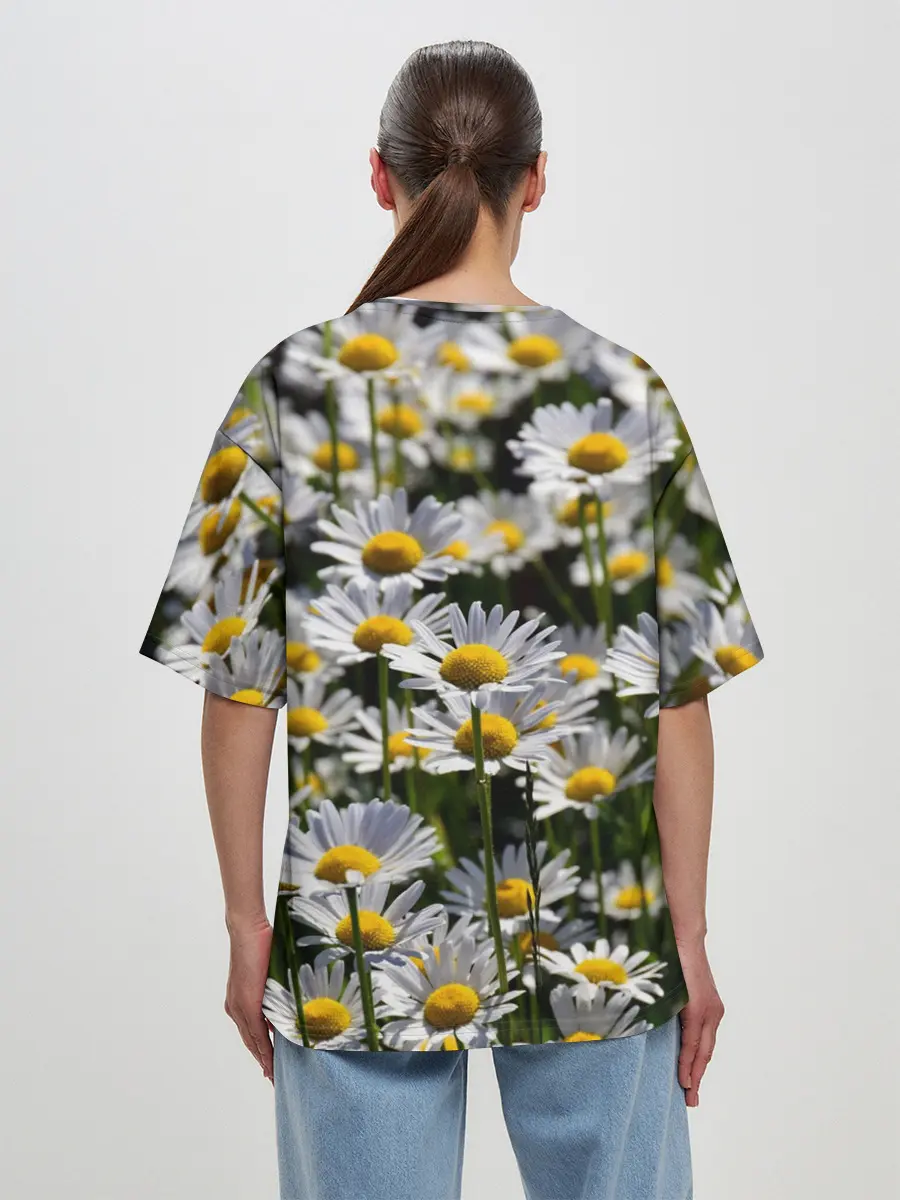 Женская футболка оверсайз / Ромашки