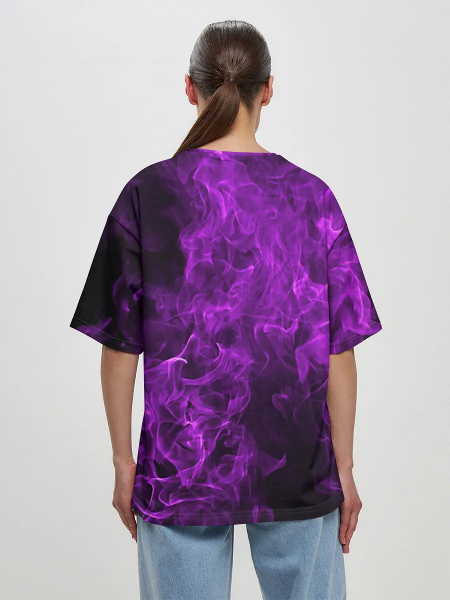 Женская футболка оверсайз / Violet Fire