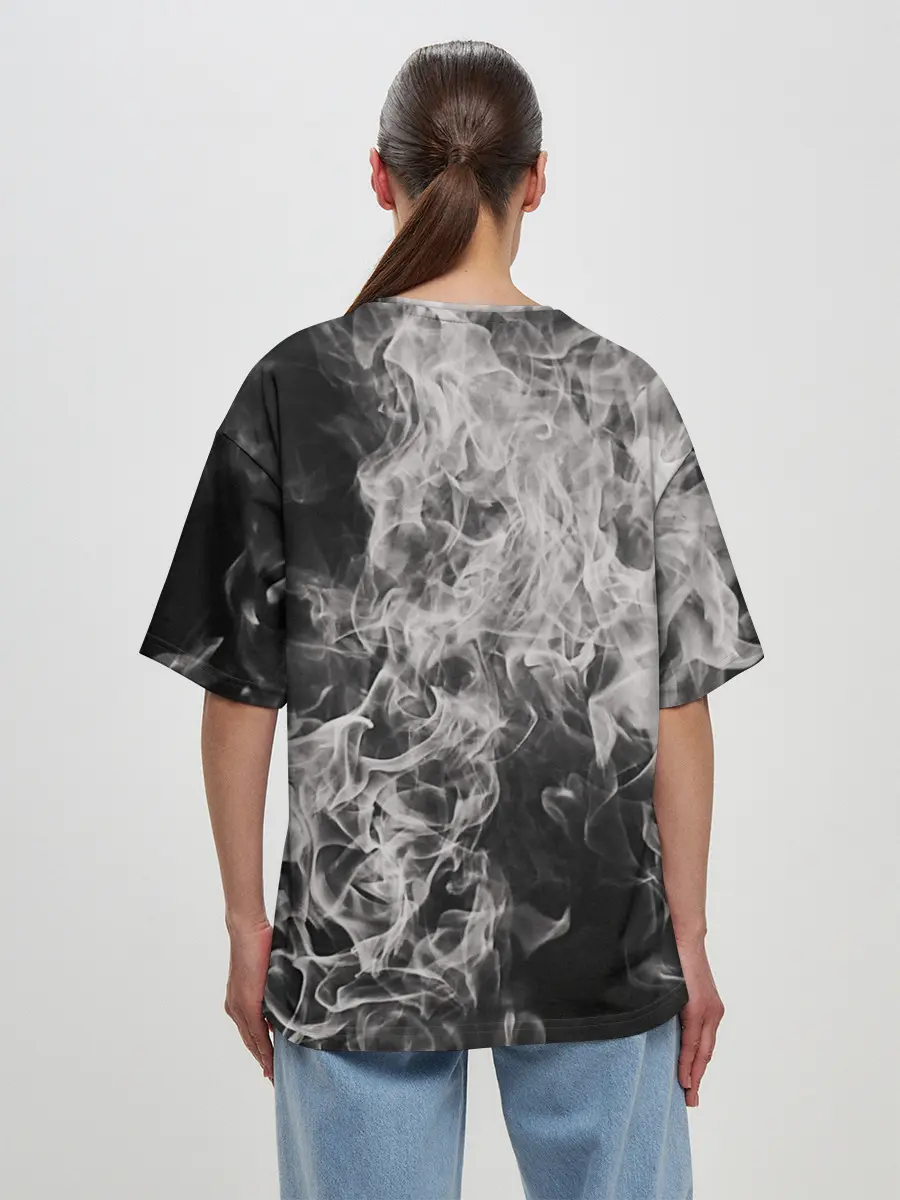 Женская футболка оверсайз / Fire and Smoke