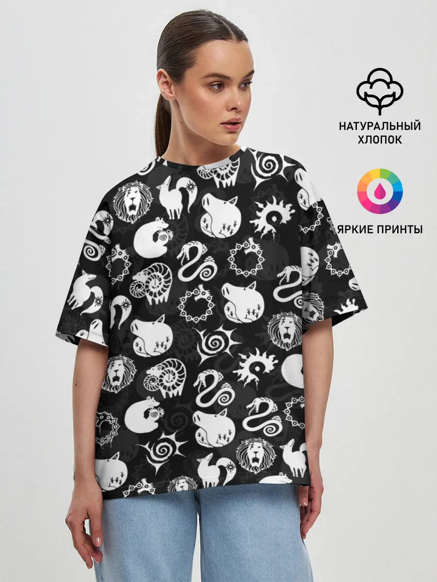 Женская футболка оверсайз / SEVEN DEADLY SINS СИМВОЛЫ