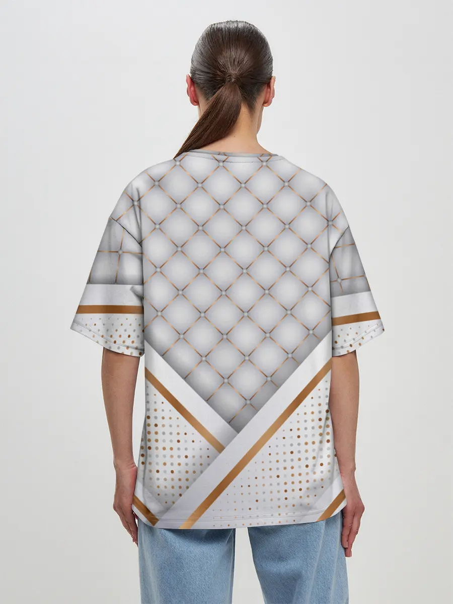 Женская футболка оверсайз / Luxury white & Gold