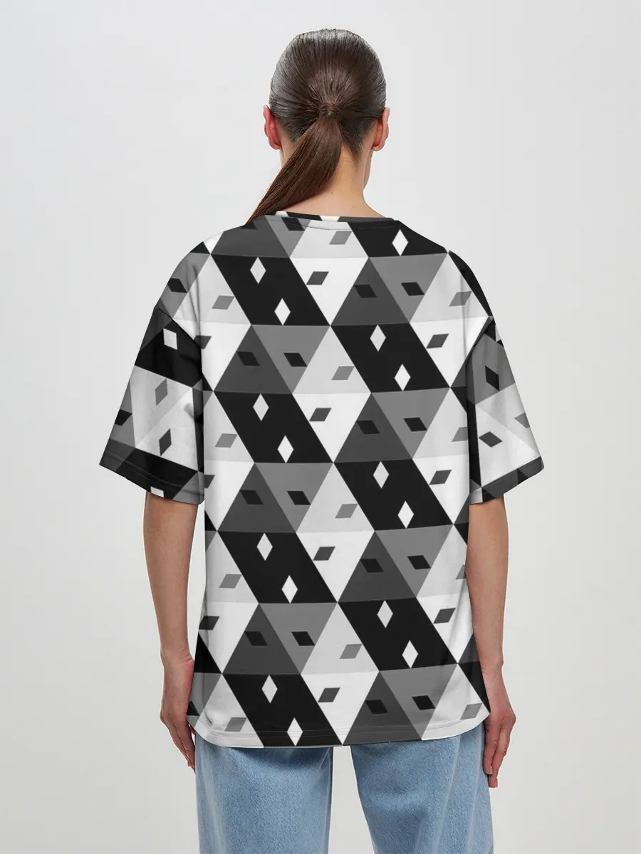 Женская футболка оверсайз / Абстрактные кубики