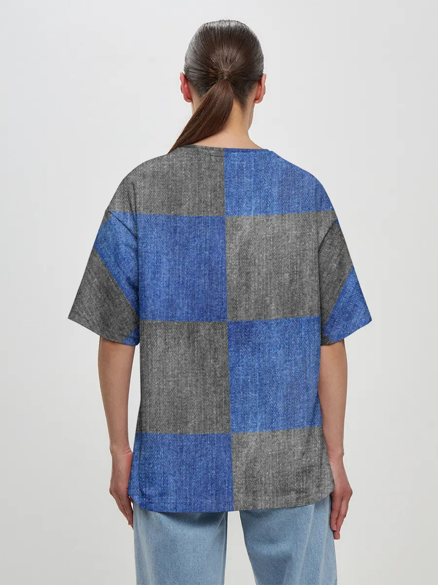 Женская футболка оверсайз / Denim Patchwork