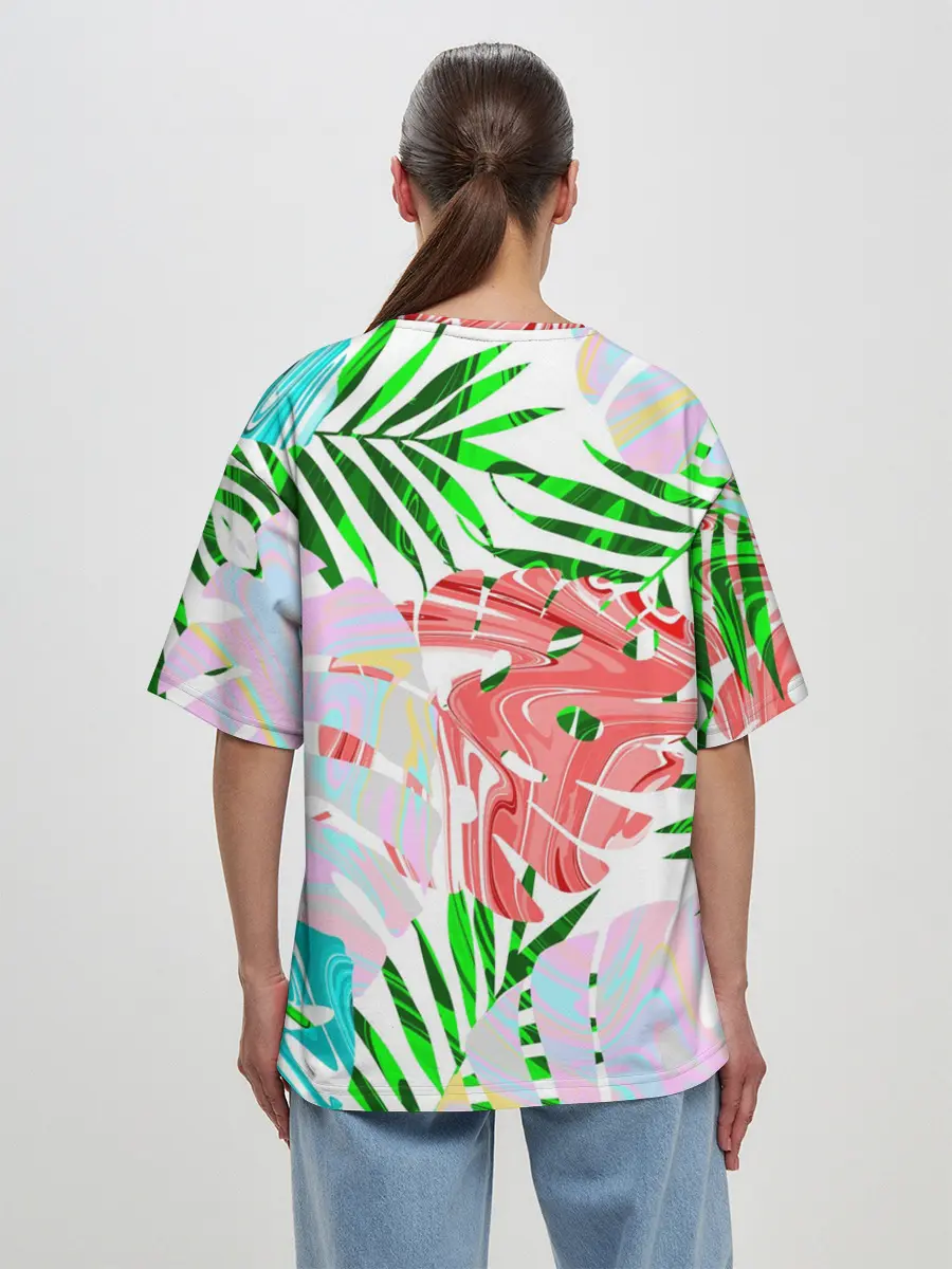 Женская футболка оверсайз / ЛИСТЬЯ 2.0