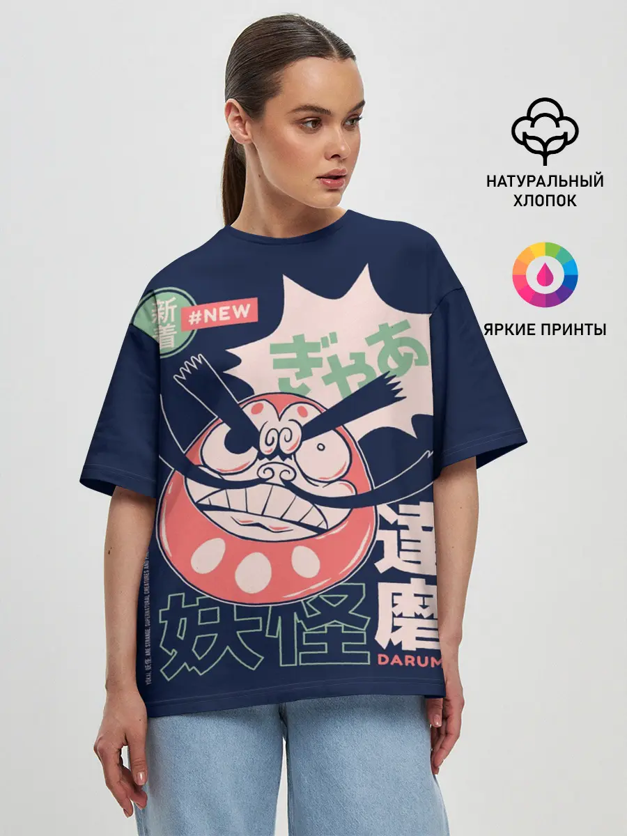 Женская футболка оверсайз / Anime Daruma Demon Yokai
