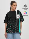 Женская футболка оверсайз / МЕРСЕДЕС / AQUA BLACK GRADIENT