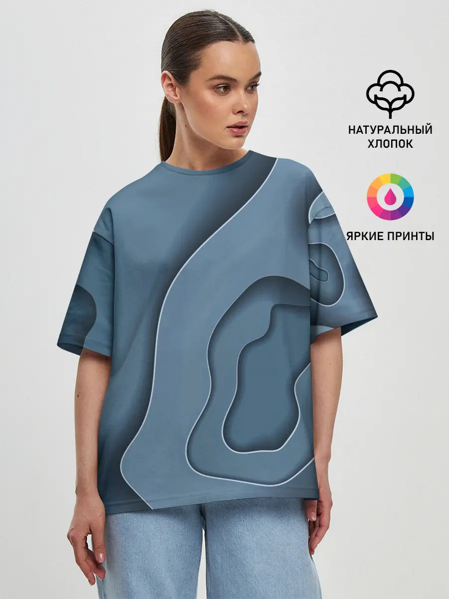 Женская футболка оверсайз / Абстракция бумажные волны