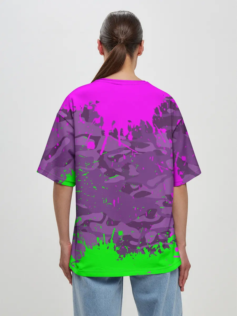 Женская футболка оверсайз / 3D Neon Monkey